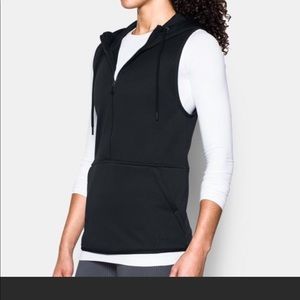 UA Black Storm Armour Fleece Sleeveless Hoodie